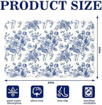 Whaline Blue Floral Rug Mat 32 x 20 Inch Chinoiserie Absorbent Bathmat Vintage - Image 2
