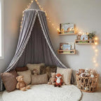 LOAOL Bed Canopy with Pom Pom Kids Reading Nook Hanging Tent by LOAOL