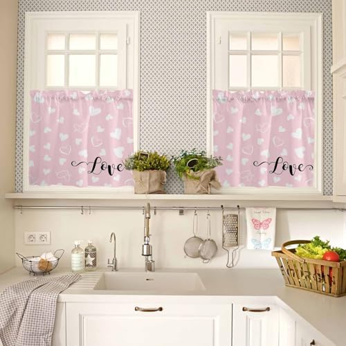 Vandarllin Pink Valentine's Day Kitchen Curtains and Valances Set, Valentines - Image 3