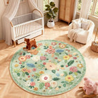4ft Washable Round Rugs for Bedroom: Circle Living Room Rug Vintage Non Slip - Image 5