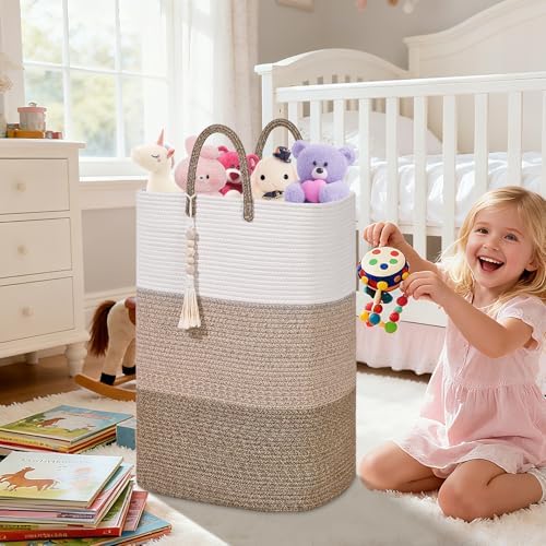Woven Laundry Basket for Clothes, 65 L Large Rectangle Laundry Hampers - Image 6