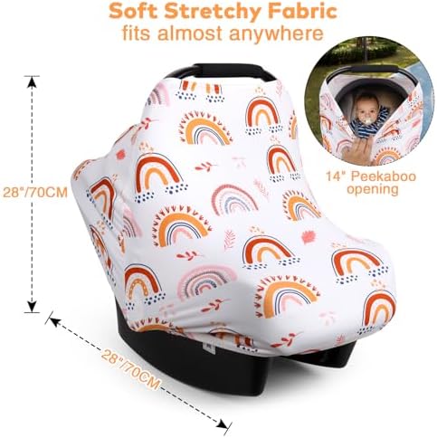 Rquite 4-in-1 Baby Car Seat Canopy, Stretchy Nursing Breastfeeding Cover - Image 7