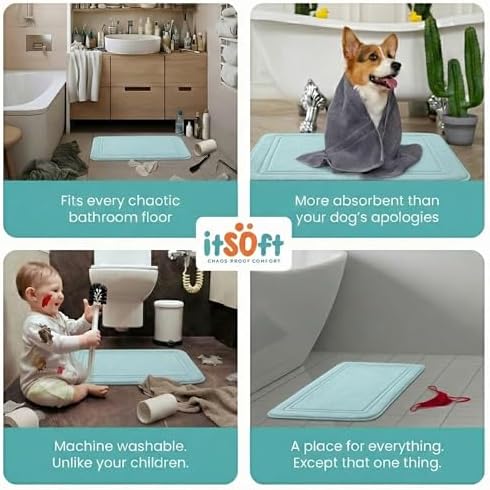 ITSOFT Memory Foam Bath Mat 31x20, Non Slip, Machine Washable, Quick Dry & - Image 6