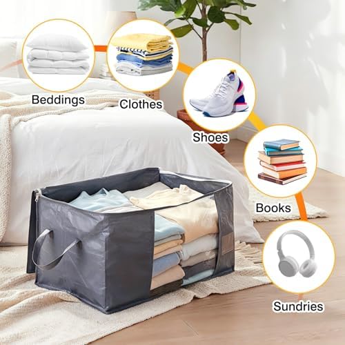 Blanket Storage Bags 6 Pack 60L Clothes Closet Organizer Containers PE - Image 5