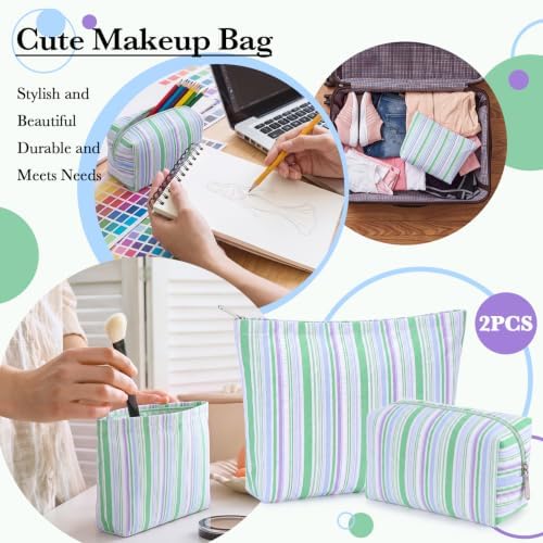 Huhumy 2 Pcs Makeup Bag Set for Women, Color Stripe - Image 6