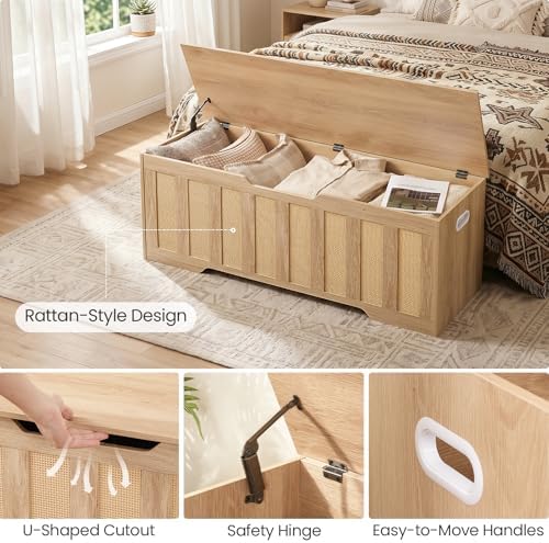 CHOEZON 47.2" Storage Bench, Rattan-Style Storage Chest, Storage Cabinet - Image 4