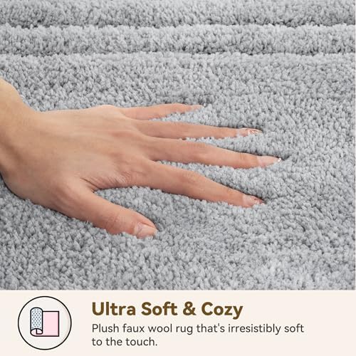 GRANNY SAYS Gray Stripe Bathroom Rug 16" x 24", Non-Slip Bath Mat - Image 5
