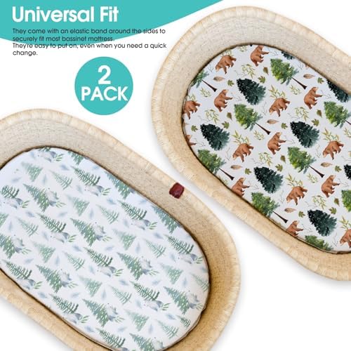 Stretch Fitted Bassinet Sheet Set BROLEX 2 Pack Cradle Sheets - Image 3