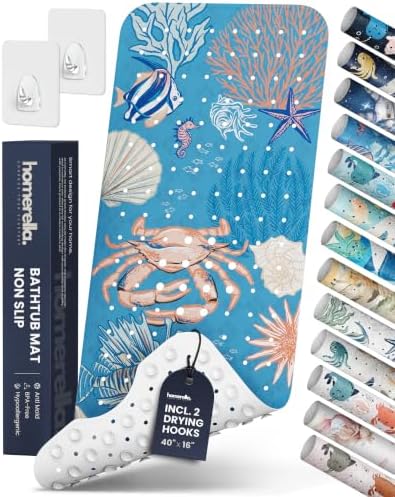 homerella Bathtub Mat Non Slip Kids 40x16 Baby Bath Mat Non Slip Anti Mold by Homerella
