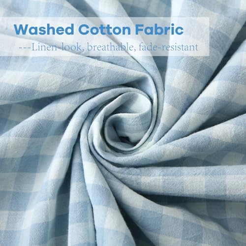2 Pack Light Blue Gingham Ruffle Standard Pillow Shams 20"x26" - Image 5