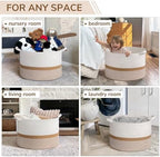 INDRESSME XXXLarge Woven Rope Blanket Basket Living Room White Camel - Image 5