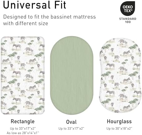 Muslin Bassinet Sheets 2 Pack, Universal Cotton Fitted Baby Mattress Sheet - Image 4