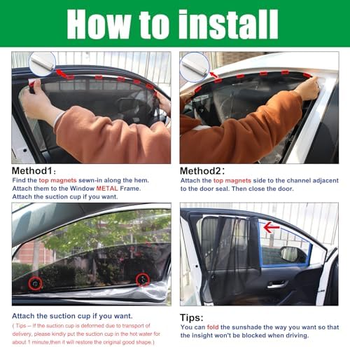 Ovege Car Window Shades Magnetic 2pcs Universal Car Window Screen Mesh Side - Image 6
