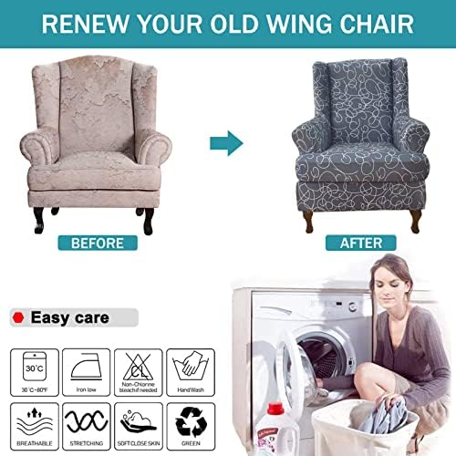 NILUOH Wingback Chair Covers 2-Piece, Armchair Slipcovers - Image 6
