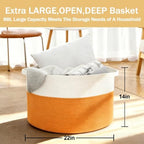 MEGASKET Large Orange Storage Basket, Decorative Dog Kid Toy Box, Big Blanket - Image 3