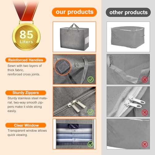 3 Pack 85L Comforter Storage Bags, Extra Large Bedding Storage Bags - Image 5
