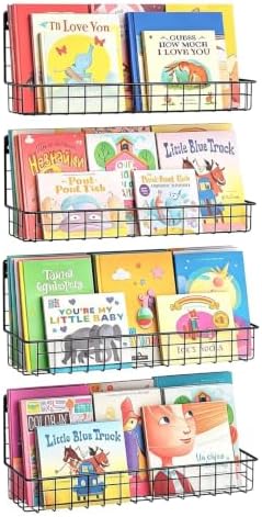 X-cosrack 4-Pack Wall Mounted Metal Kids Bookshelf, Floating Book Shelves by X-cosrack