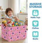 Large Cute Easter Basket for Kid Empty Gift Baby Rectangle Storage Bin Bunny - Image 2