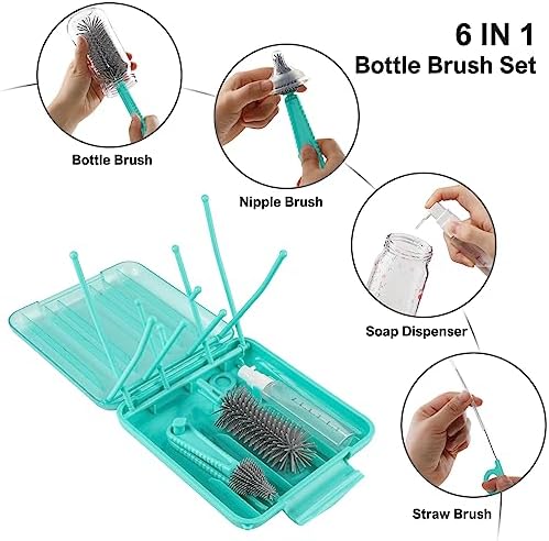 YomauiYee 6 in 1 Bottle Brush Set, Bottle Cleaner Brush Kit - Image 3