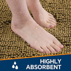 Chenille Bathroom Rug 24"x36" Tan, Non-Slip Plush Bath Mat - Image 4