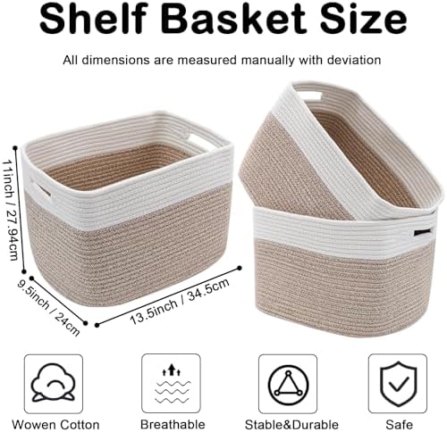 3 Pack Woven Baskets, Storage Baskets - Image 2