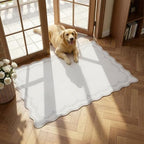 GarveeHome Scalloped Entryway Rug 2x3 Beige Washable Front Door Entry Rug by GarveeHome