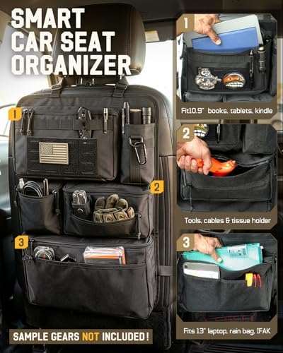 All in One Car Seat Back Organizer Fit Most Cars SUV Trucks Jeeps - Image 3