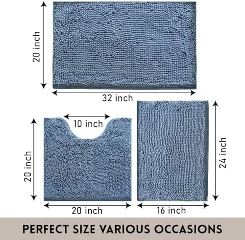 Bathroom Rugs Sets 3 Piece Non Slip, Bath Rugs - Image 3