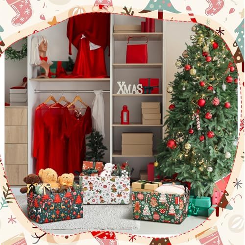 4pcs Christmas Storage Basket Fabric Laundry Baskets - Image 4