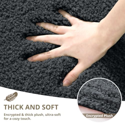 Polyester Bathroom Runner Rug 24"x60" Dark Gray, Soft Bath Mat - Image 4