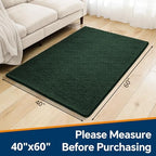 Chenille Bathroom Rug 40"x60" Dark Green, Large Plush Bath Mat - Image 2