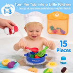 hahaland Bath Toys for Kids Ages 1-3, Color-Changing Pretend Cooking Set - Image 2