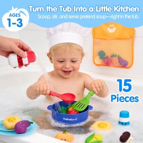 hahaland Bath Toys for Kids Ages 1-3, Color-Changing Pretend Cooking Set - Image 2