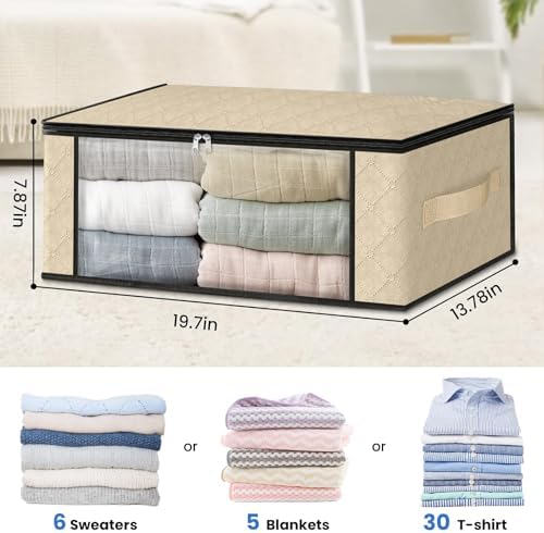 HomeHacks 4-Pack Clothes Organizer Storage Bags, 35L Storage Bins - Image 2