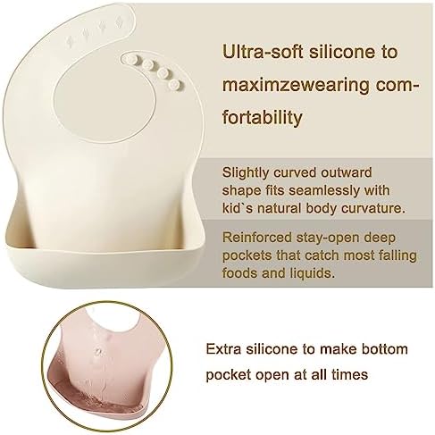 PandaEar 2 Pack Silicone Baby Bibs - Image 2