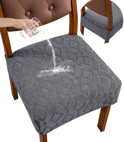 Genina Waterproof Chair Covers Set of 4, Dining Chair Cover, Dark Gray by Genina