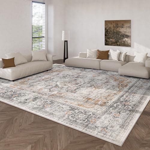 Area Rugs 9x12 Living Room: Washable Bedroom Rug Non Slip Boho Large Carpet - Image 4