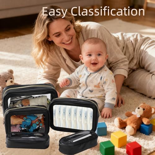 3PCS Diaper Bag Organizer Pouch Set，Clear Organizer Bags, TSA Approved Toiletry - Image 6