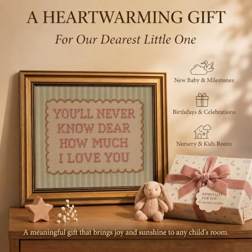 Vintage Gold Framed Nursery Wall Art Baby Love Quote Painting Canvas Prints - Image 5