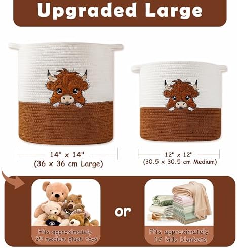 Large Blanket Baskets for Living Room, Highland Cow Storage Baskets for Toys - Image 5