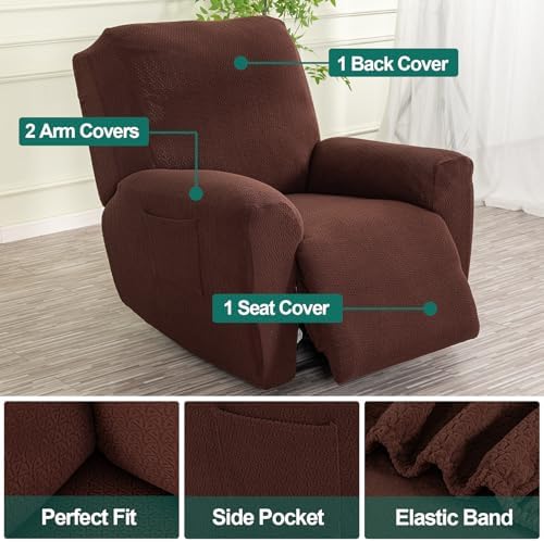 NILUOH Stretch Recliner Covers 4 Piece, Non-Slip Lazy Boy Chair Covers - Image 2