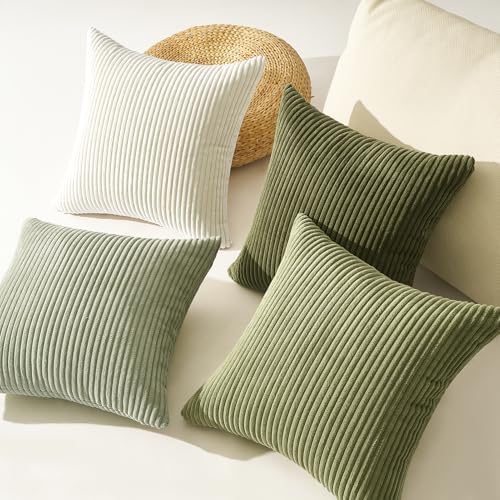 Topfinel Green White Spring Pillow Covers 22x22 Inch Set of 4 Boho Nordic - Image 5