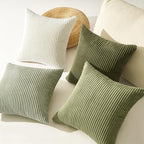 Topfinel Boho Farmhouse Green White Throw Pillow Covers 16x16 Inch Set of 4 - Image 5