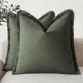 Foindtower Decorative Linen Fringe Throw Pillow Covers 22×22 Dark Green by Foindtower