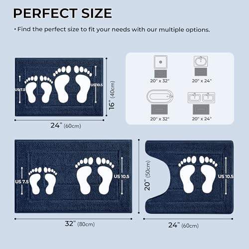 GRANNY SAYS Blue Bathroom Rugs Set 3 Piece, Soft Microfiber Bath Mats - Image 2