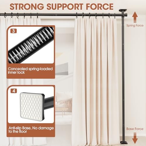 SUNALLY Room Divider Curtain Rod 4-10ft28-171in Room Separator - Image 3