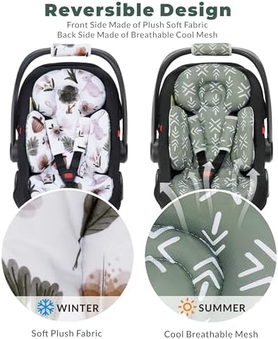 TinlyFinly Newborn Carseat Insert, Baby Head and Body Support, Reversible - Image 3