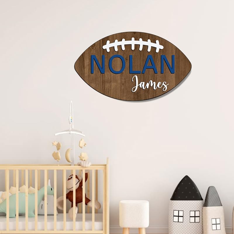 Personalized Football Name Sign, Wooden Name Sign, Football Nursery Decor by IZI+POD