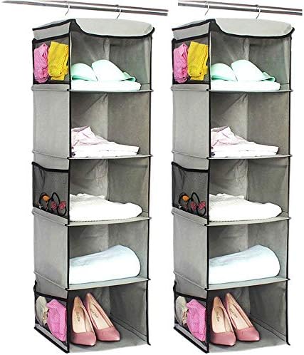 BrilliantJo 5 Shelves Hanging Closet Organizer, 2 Pack Hanging Storage by BrilliantJo