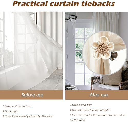 SRG Curtain Tiebacks for Curtains 2 Pack, Decorative Curtain Holdbacks for - Image 5